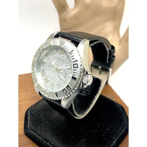 Invicta Women's Watch 22706 Angel Quartz Silver Dial Black Leather Band 40mm - Picture 2 of 14